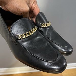 Aldo Black Sleek Loafers with chain detail Sz 10